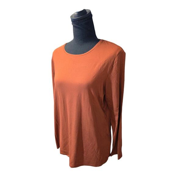Chico's Women's Copper Pearl Scoop Neck Basic Knit Top LS Size 2 NWT $39 - Picture 3 of 7
